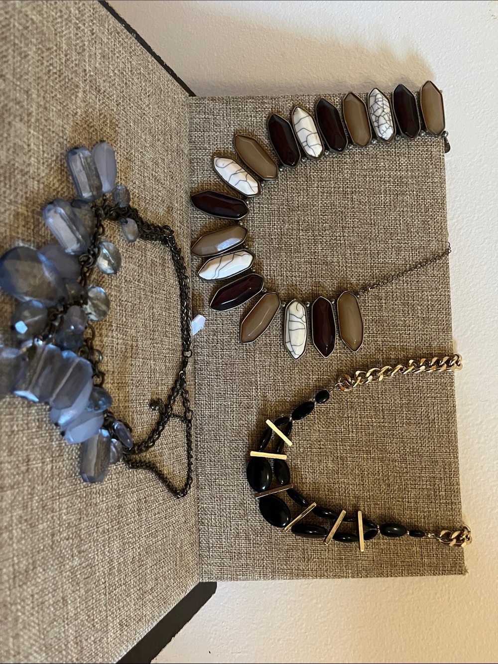 Neutral, Maroon & White Multi-Stone Statement Necklace - Women Jewelry